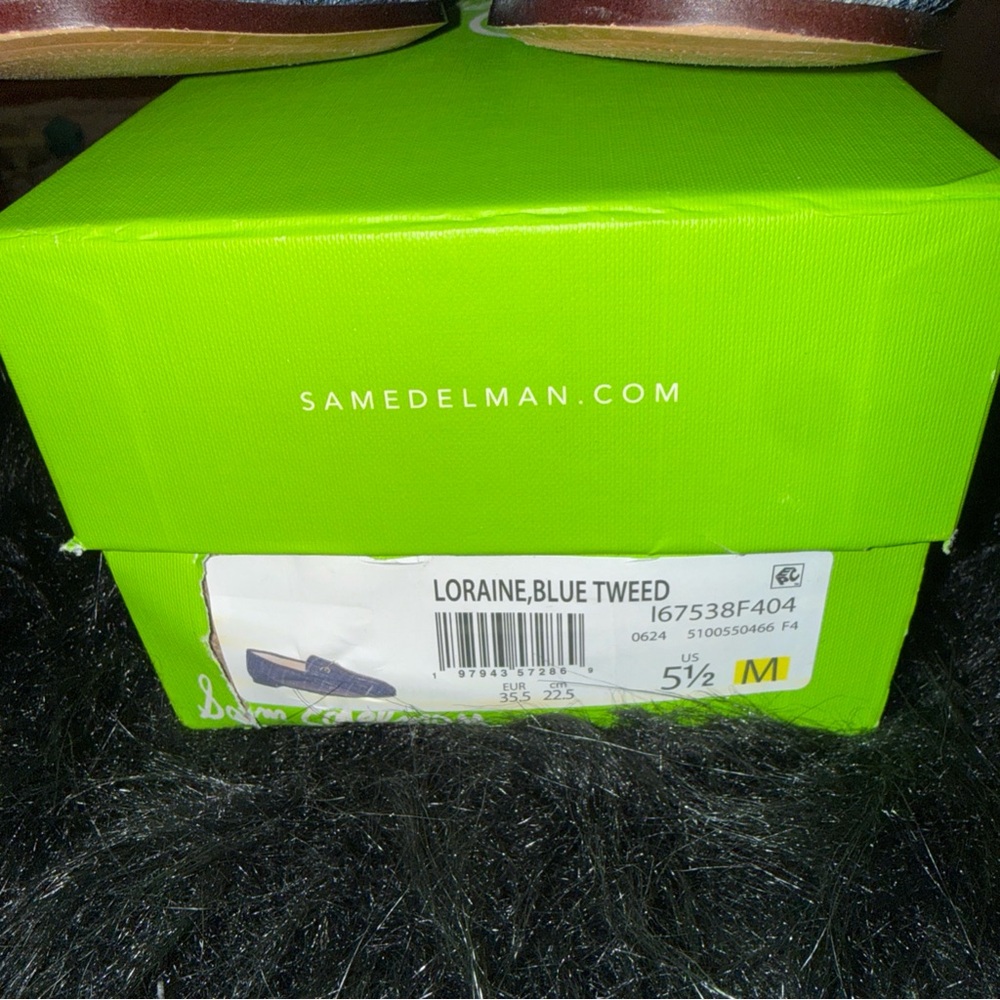 Sam Edelman Denim Blue Tweed Textured Loraine Loafers Shoes Size 5.5 Worn 1x - Picture 2 of 8